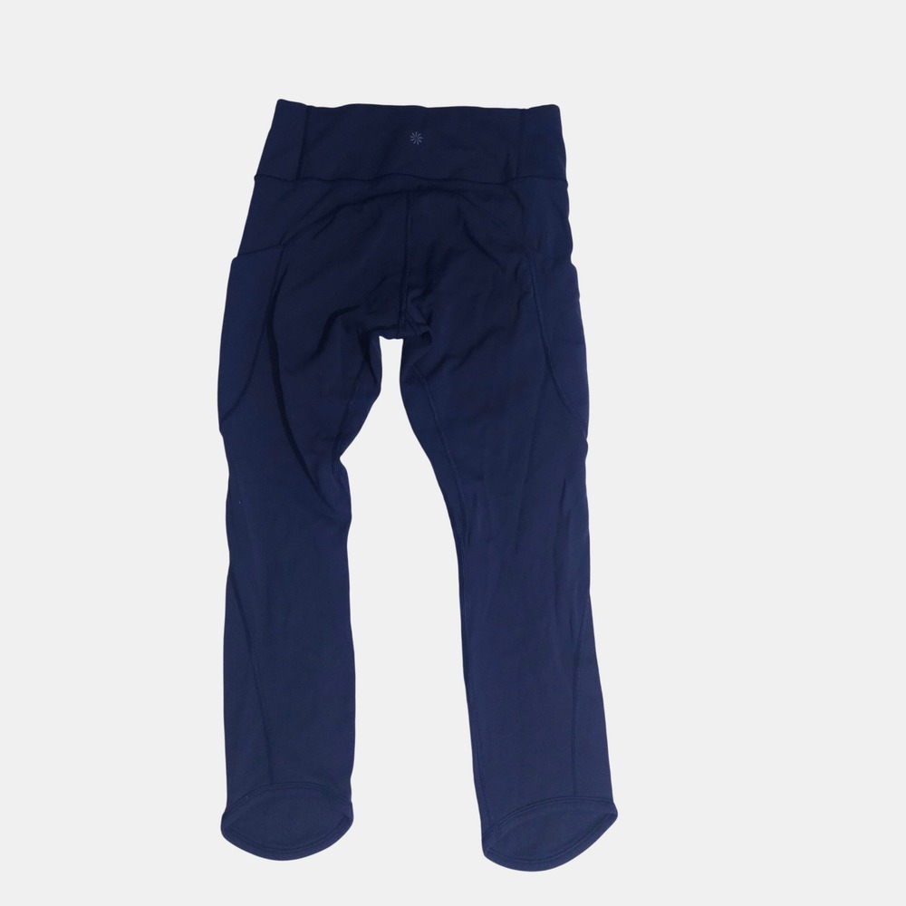 Athleta Womens Navy Blue High Waisted Pocket Leggings Tulip Hem Size S